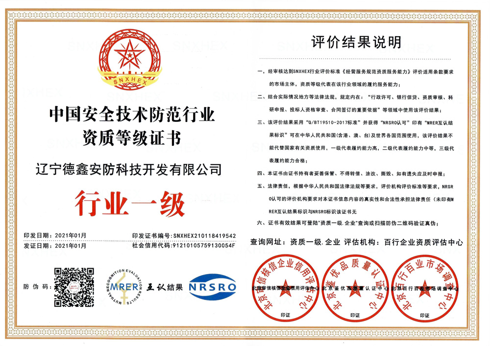 2021德鑫安防一級
